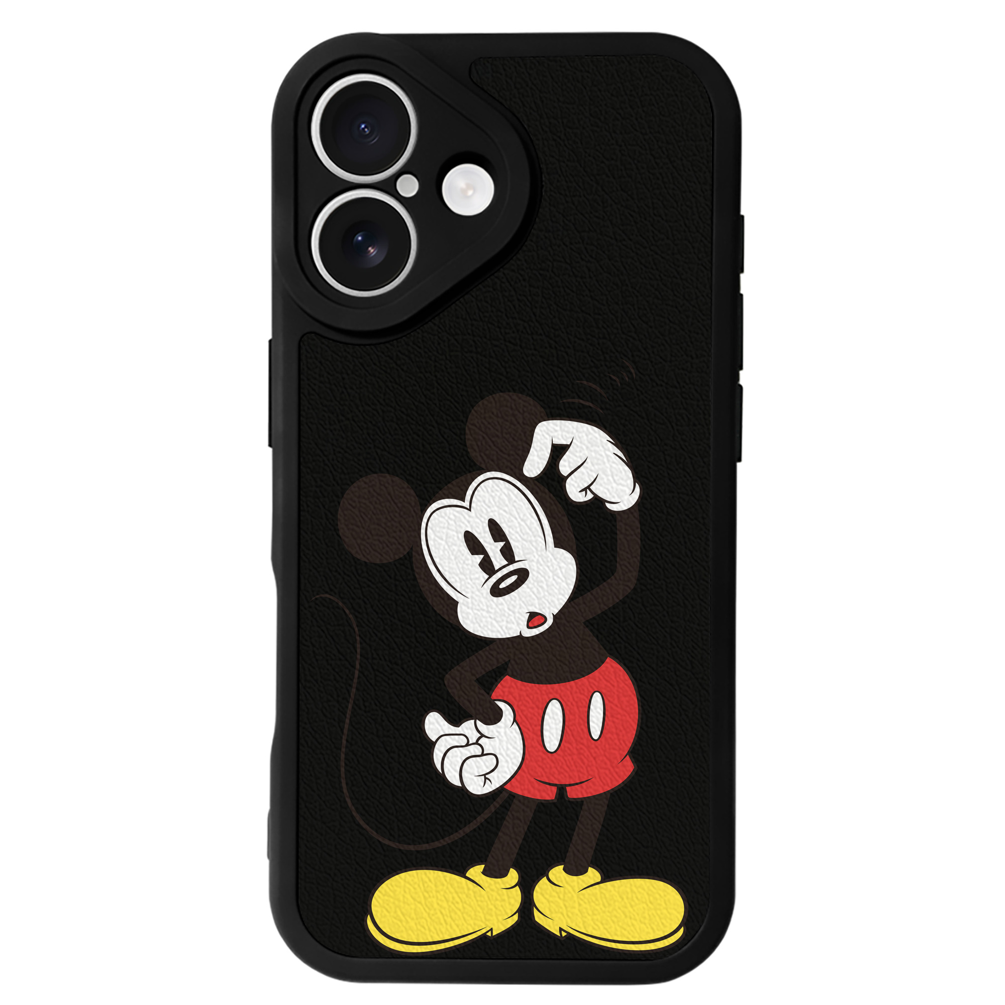 （画像用） ミッキーマウス Mickey Mouse 【iPhone 16シリーズ対応】シリコンスマホケース（レザー調） 材質：シリコン